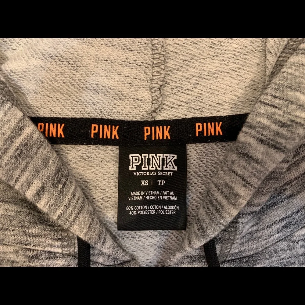 Pink Victoria’s Secret Hoodie Zip Sweatshirt Athleisure Top Heather Gray sz XS